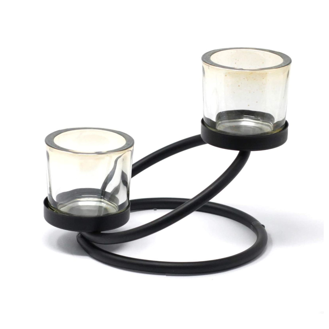 Ancient Wisdom Centerpiece Iron Candle Holder - 2 Cup Double Step