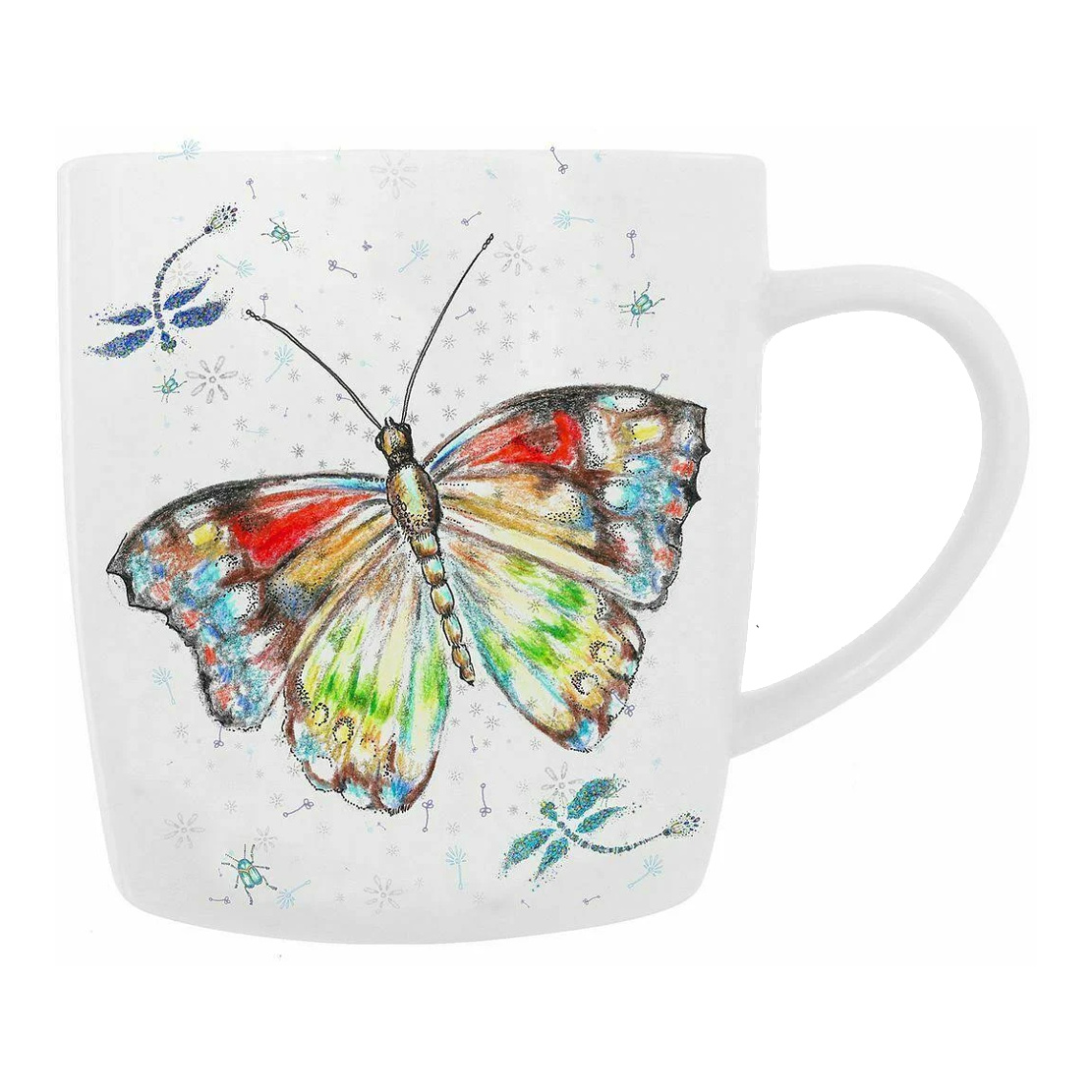 Doodleicious Red Butterfly Fine China Mug - Gift Boxed