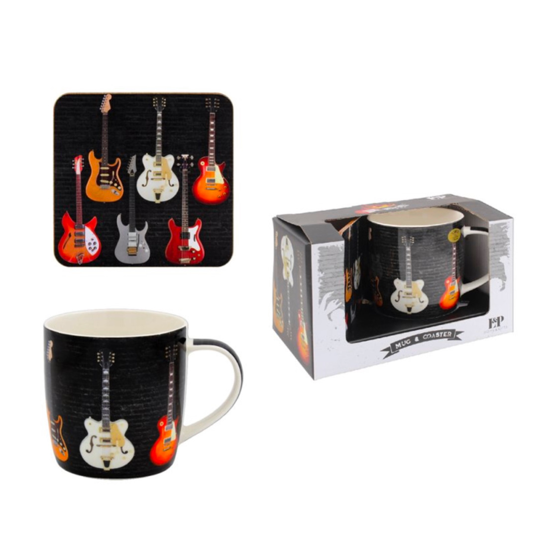 Electric Guitars Mug & Coaster Music Gift Set