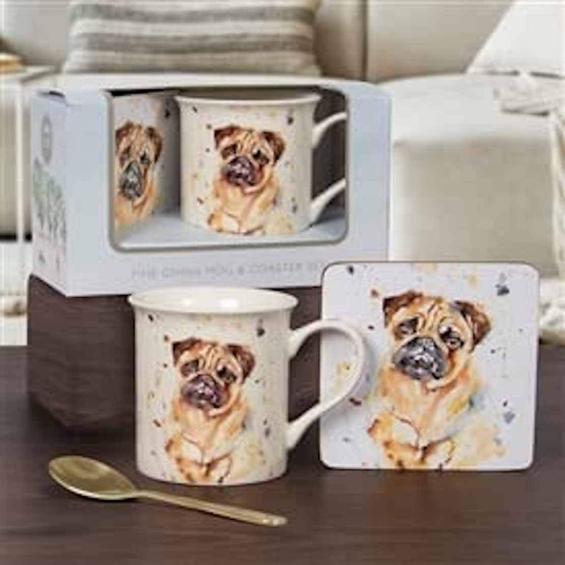 Mans Best Friend Pug Mug & Coaster