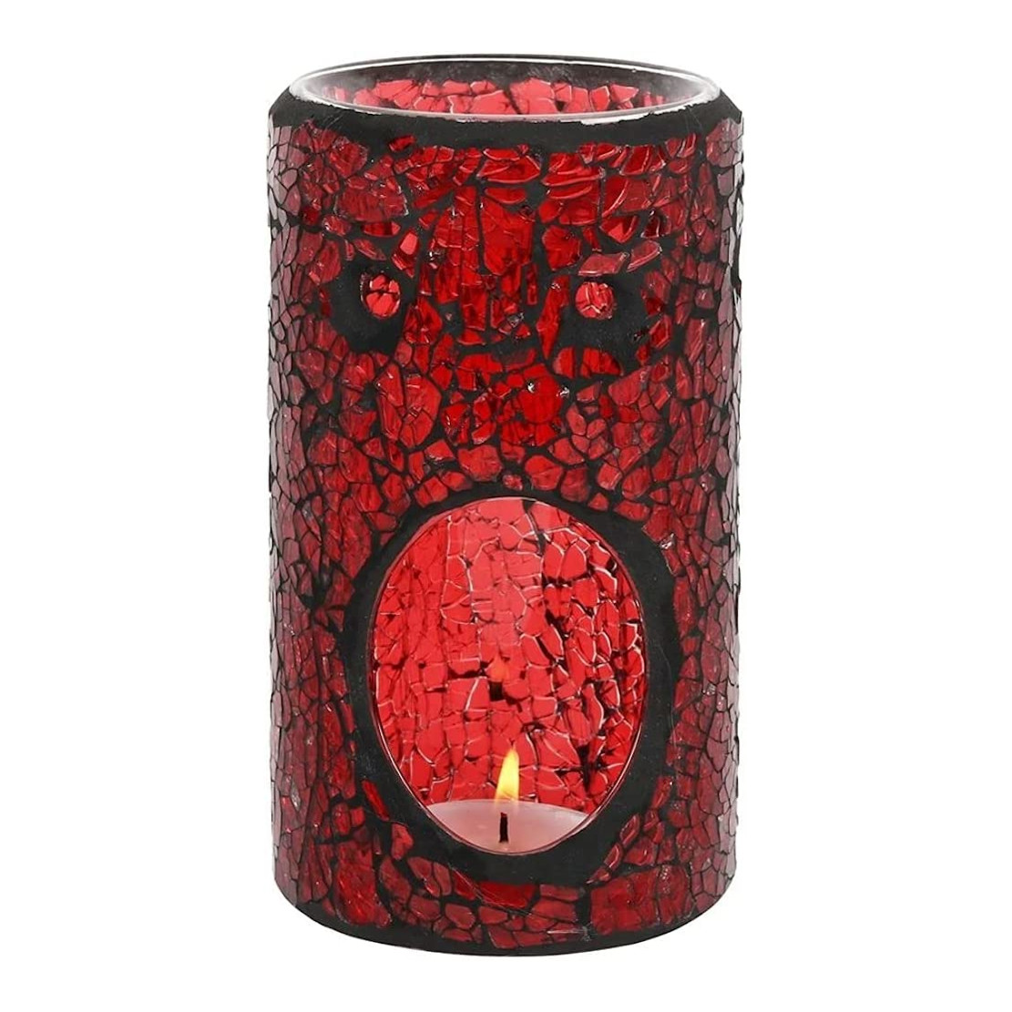 Red Pillar Crackle Glass Oil / Wax Melt Burner