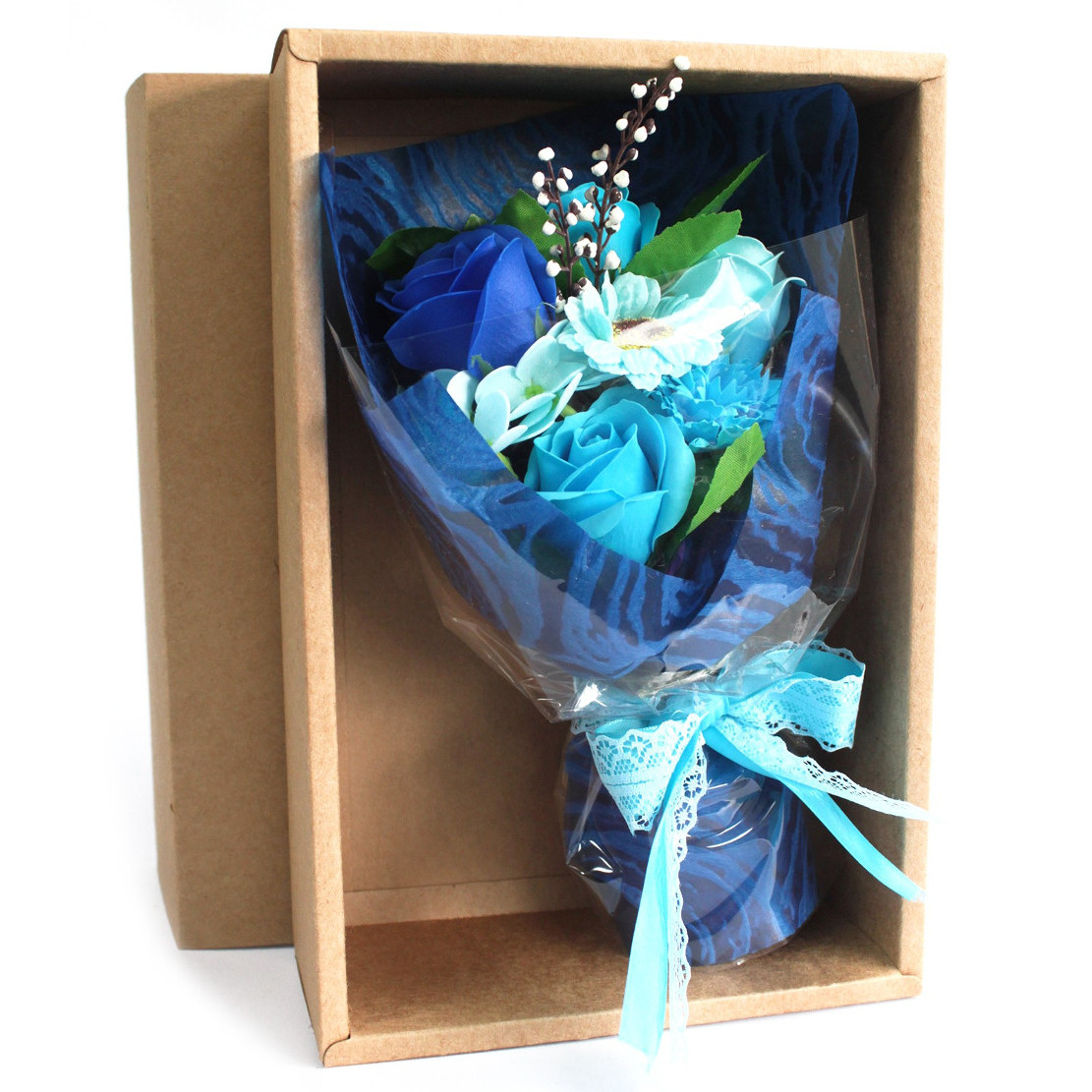 Boxed Soap Flower Bouquet - Blue