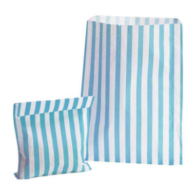 Aqua Blue & White Candy Stripe Paper Bags 5x7 Inch (Pack of 50)