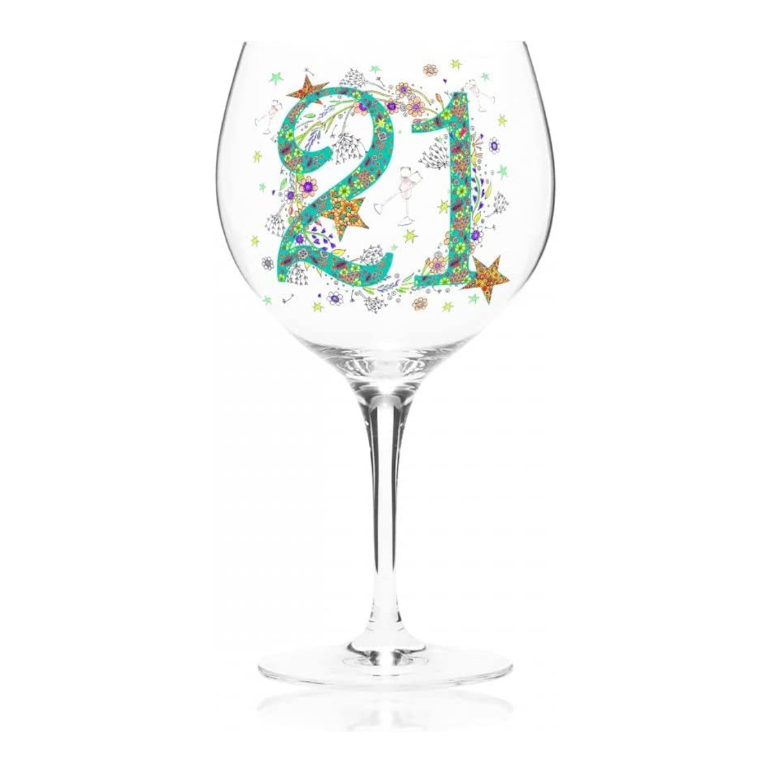 Doodleicious Art - 21st Birthday Celebration Wine / Gin Glass