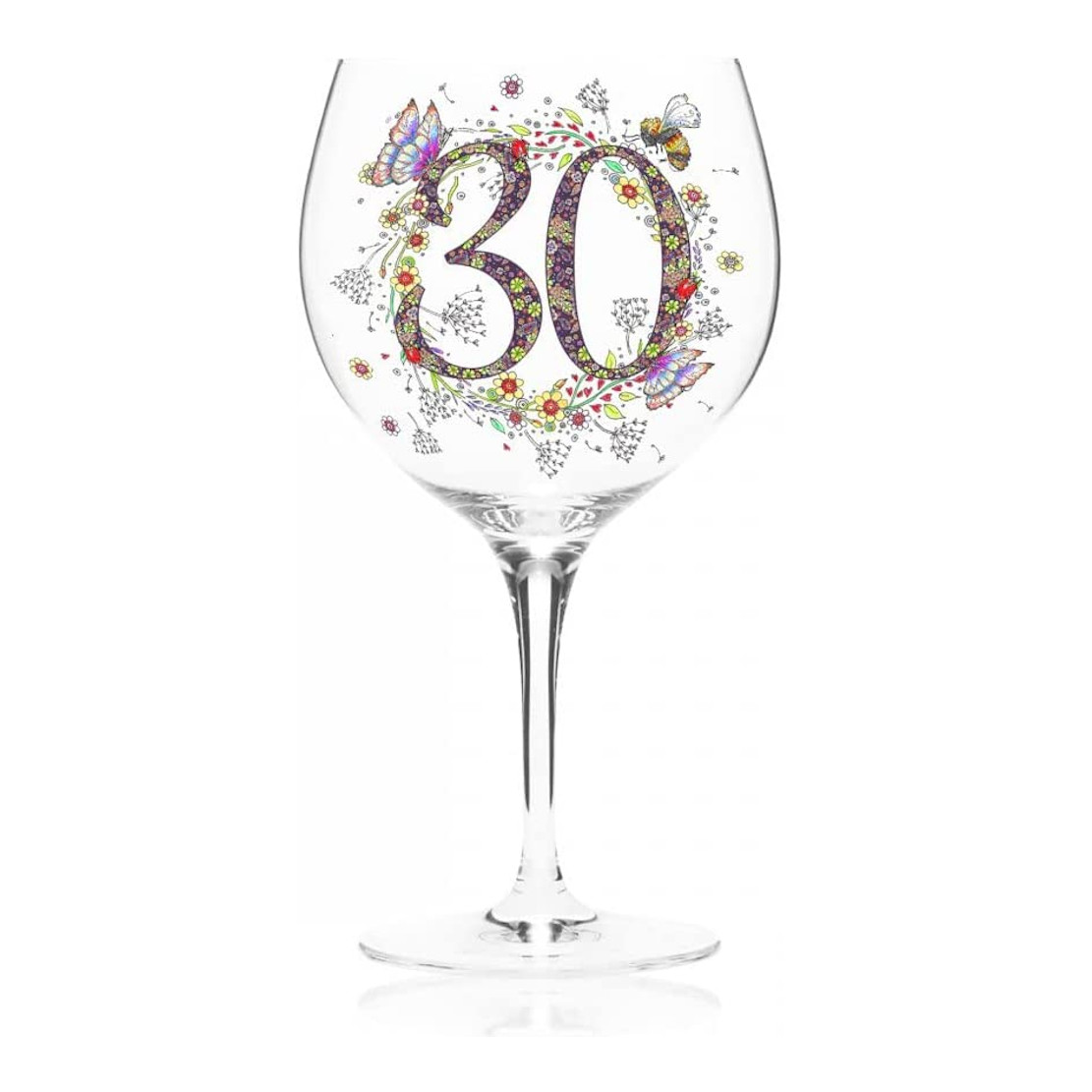 Doodleicious Art - 30th Birthday Celebration Wine / Gin Glass