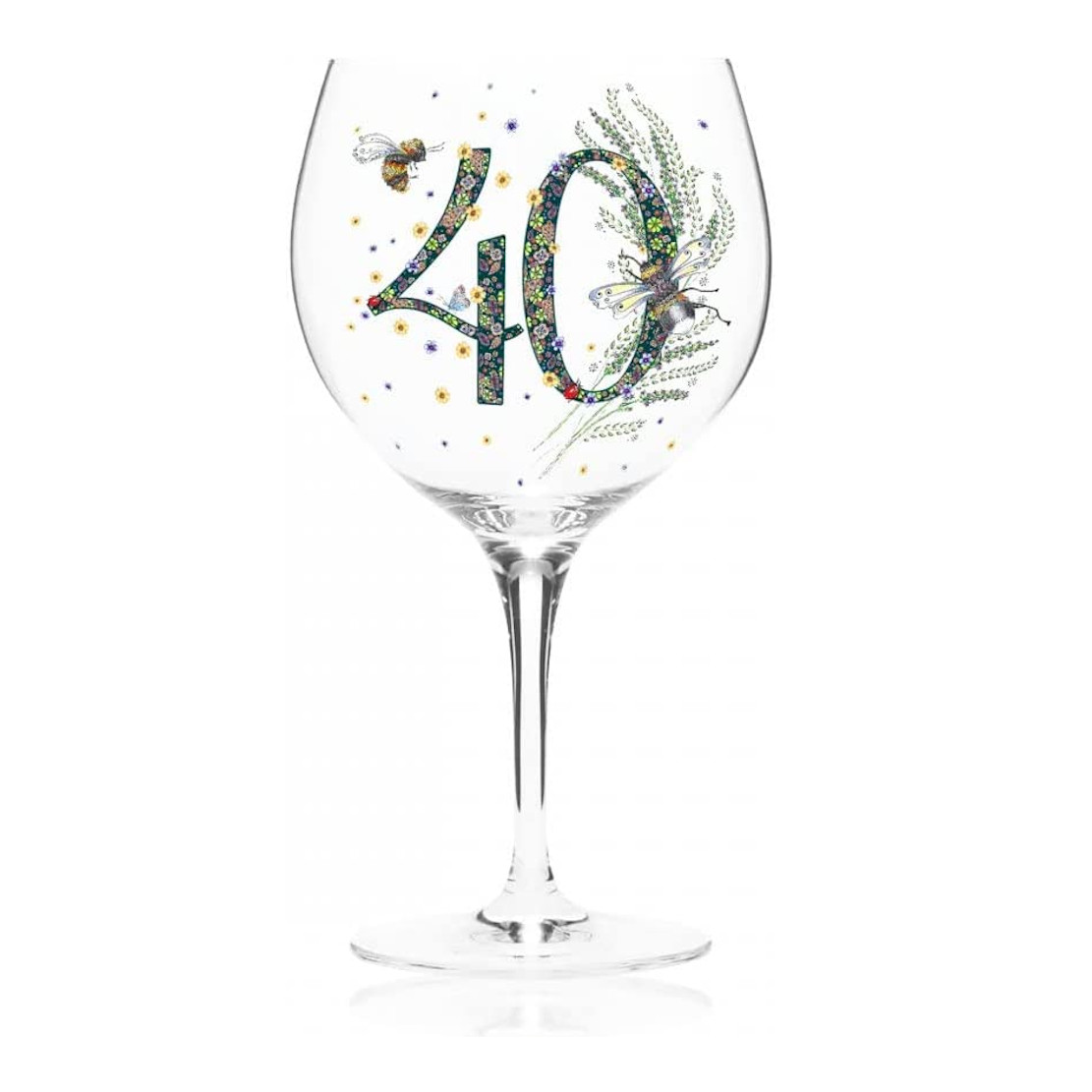 Doodleicious Art - 40th Birthday Celebration Wine / Gin Glass