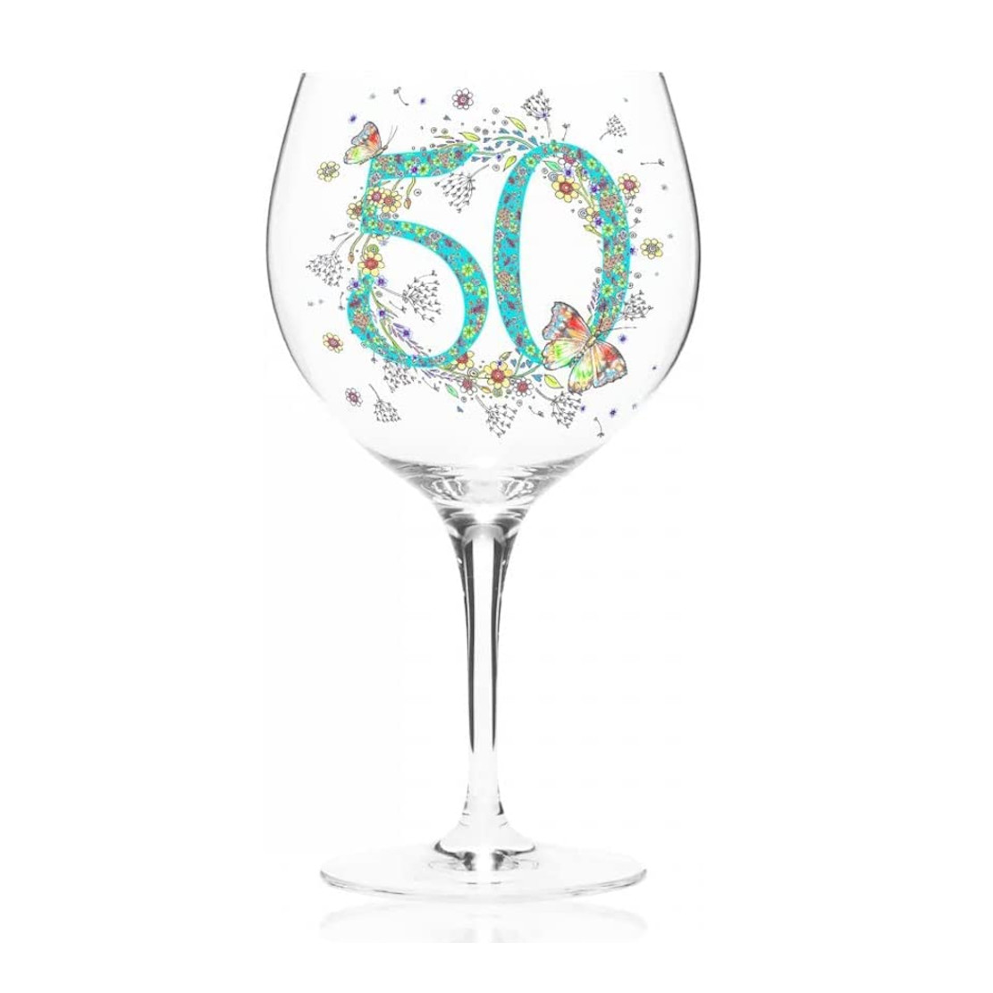 Doodleicious Art - 50th Birthday Celebration Wine / Gin Glass