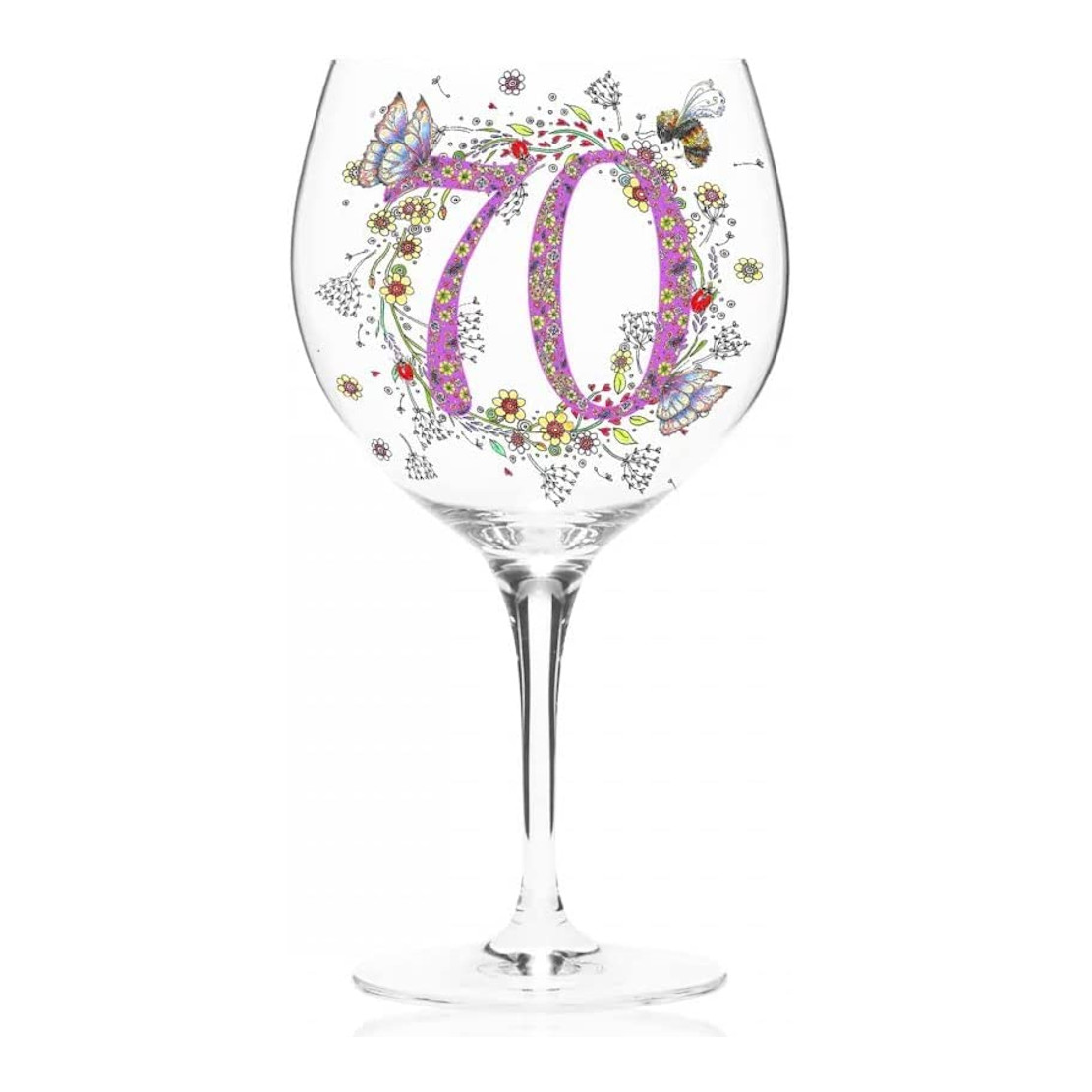 Doodleicious Art - 70th Birthday Celebration Wine / Gin Glass