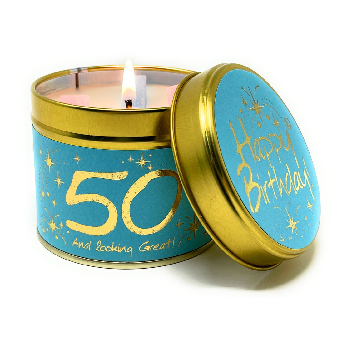Lily Flame Happy Birthday 50 Tin Candle