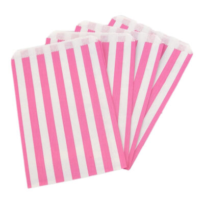 Pink & White Candy Stripe Paper Bags 5x7 Inch (Pack of 50)