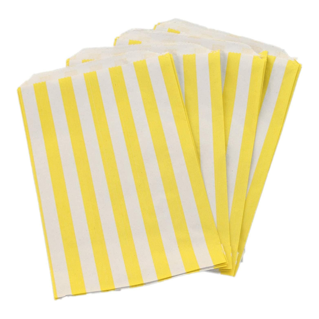 Candy Stripe Yellow & White Paper Bags 7x9 Inch (Pack of 50)